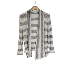 Splendid Gray & White Striped Open Front Cardigan Sweater Size Small